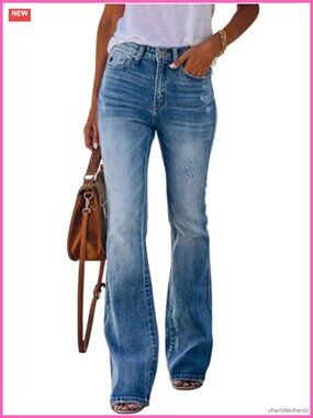 High Waisted Flare Bell Bottom Stretch Denim Jeans